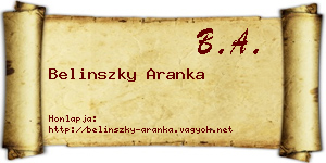 Belinszky Aranka névjegykártya